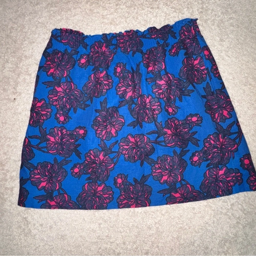 J. Crew Blue and Pink Floral Mini Skirt